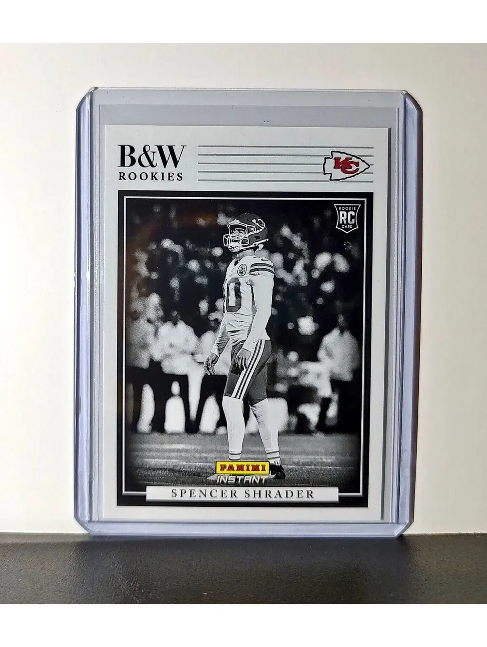 Spencer Shrader 2024 Panini NFL #42 Black & White Rookies Card Chiefs 1 of 680